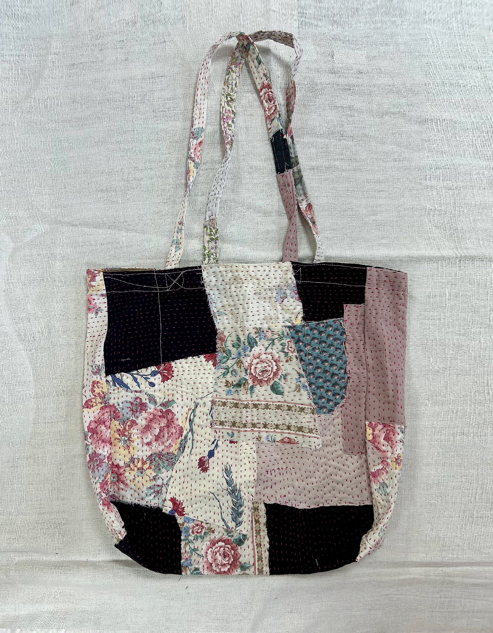 Vintage Cotton Patchwork Tote Bag