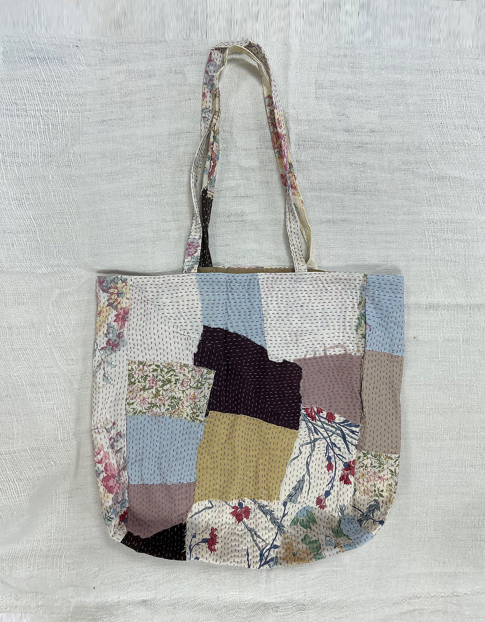 Vintage Cotton Patchwork Tote Bag