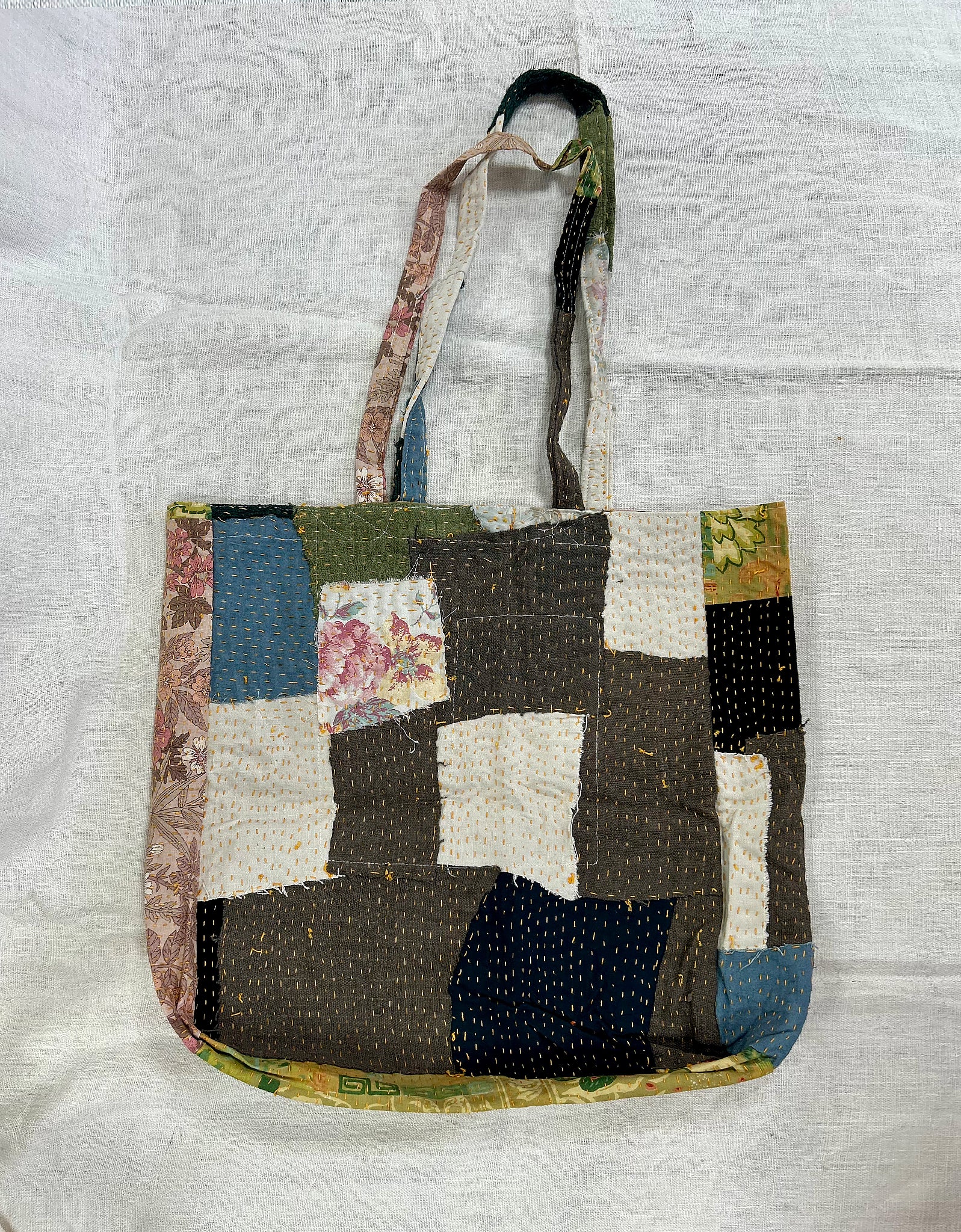 Vintage Cotton Patchwork Tote Bag