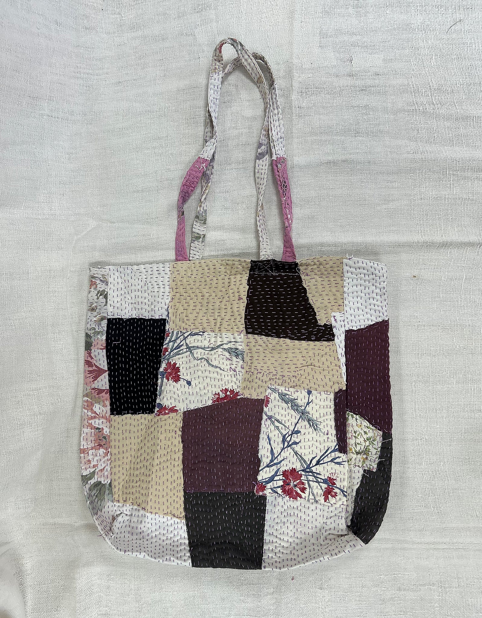 Vintage Cotton Patchwork Tote Bag