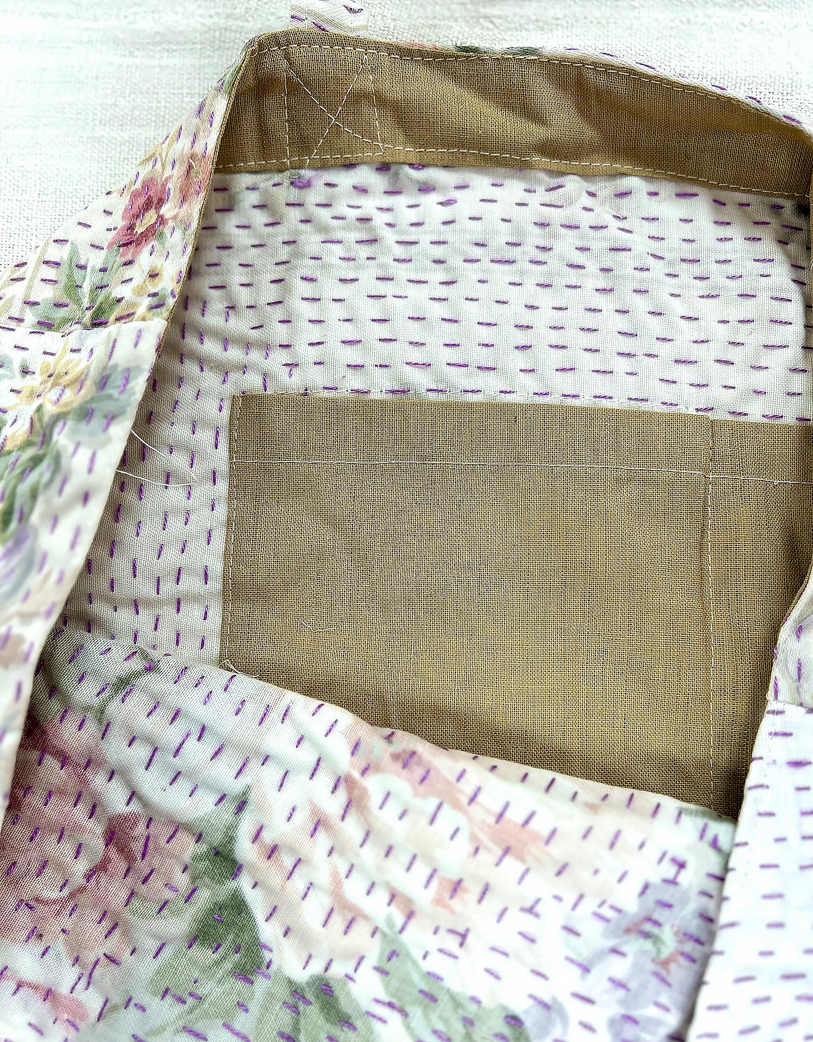 Vintage Cotton Patchwork Tote Bag