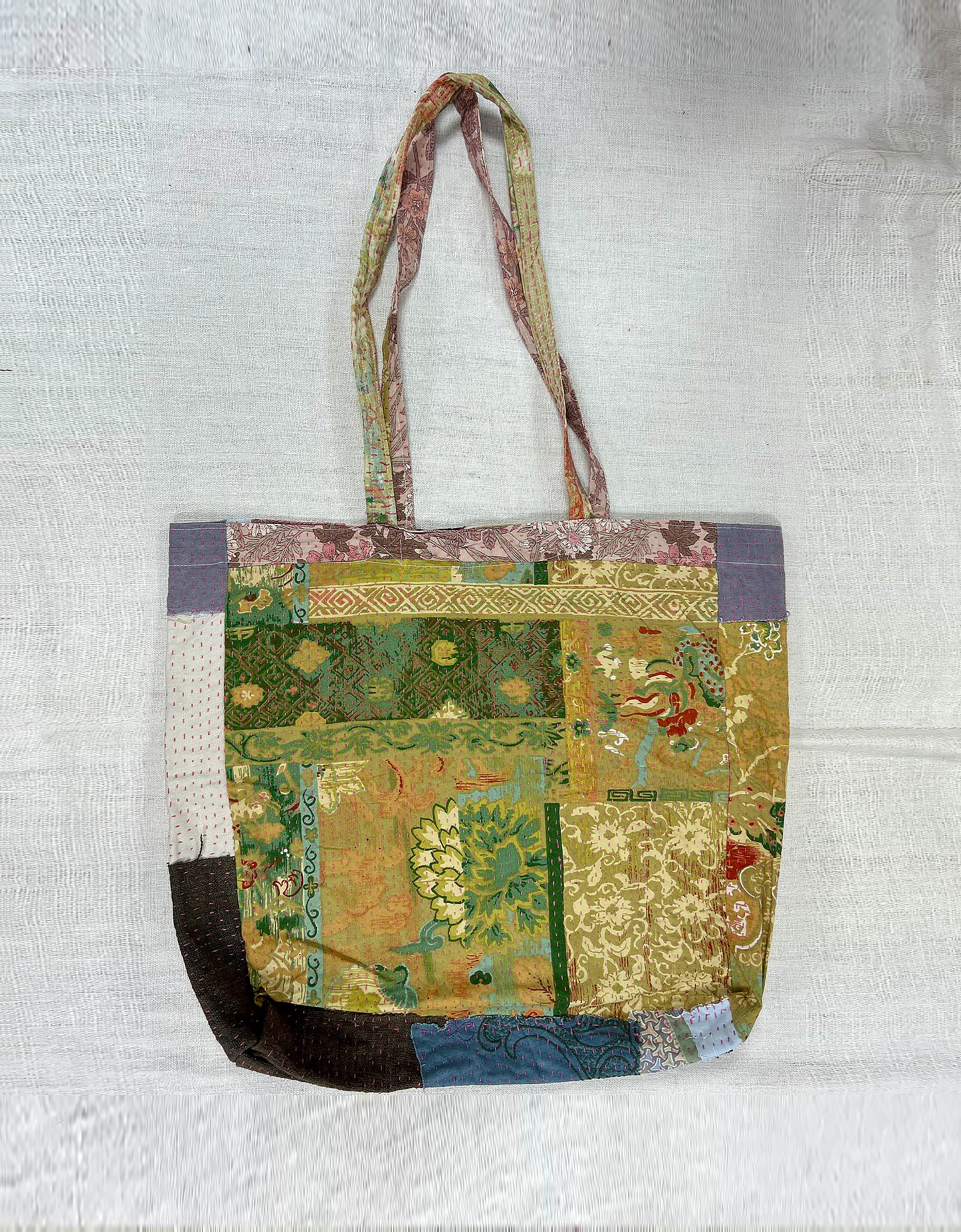 Vintage Cotton Patchwork Tote Bag