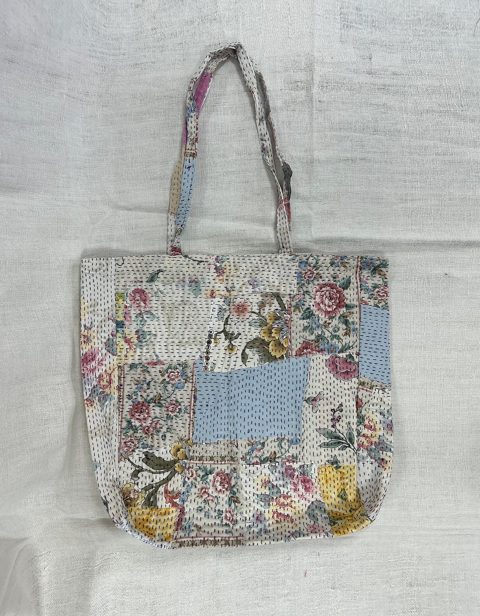 Vintage Cotton Patchwork Tote Bag