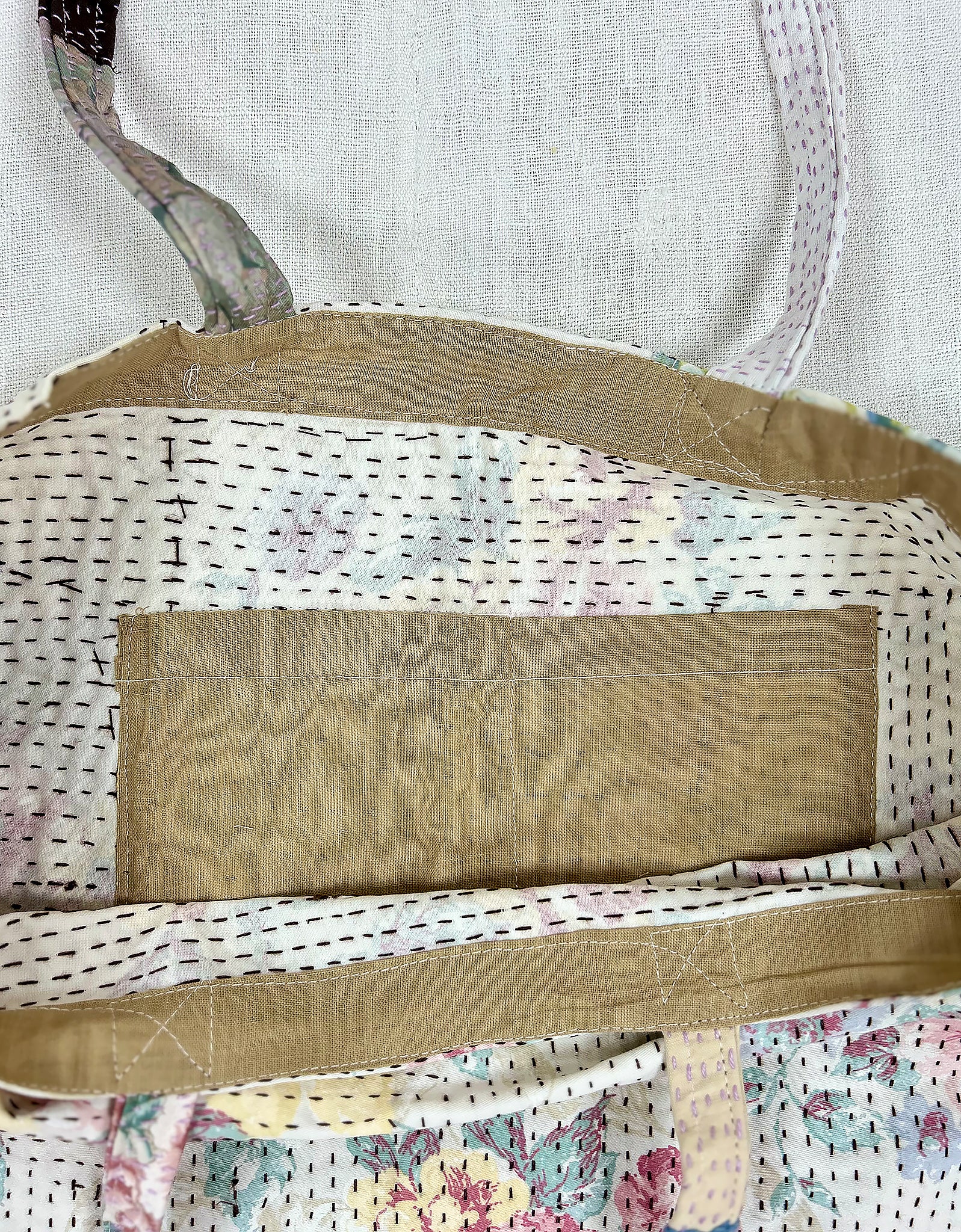 Vintage Cotton Patchwork Tote Bag