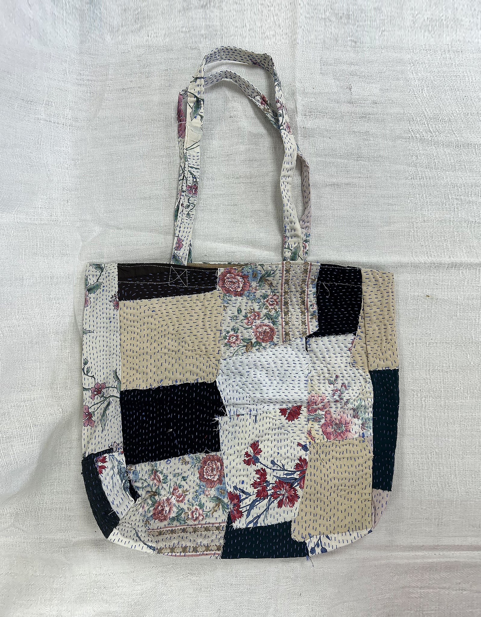 Vintage Cotton Patchwork Tote Bag