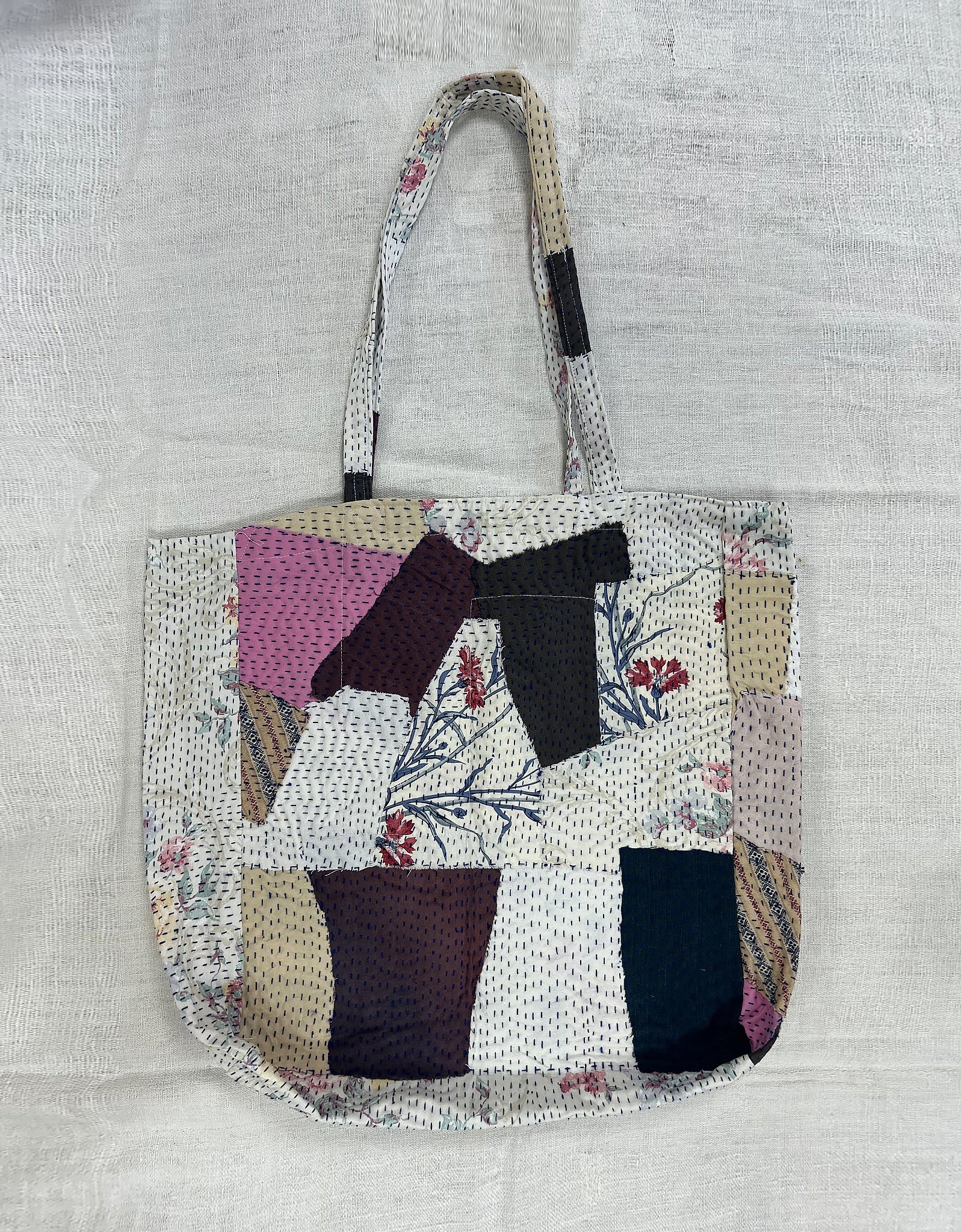 Vintage Cotton Patchwork Tote Bag