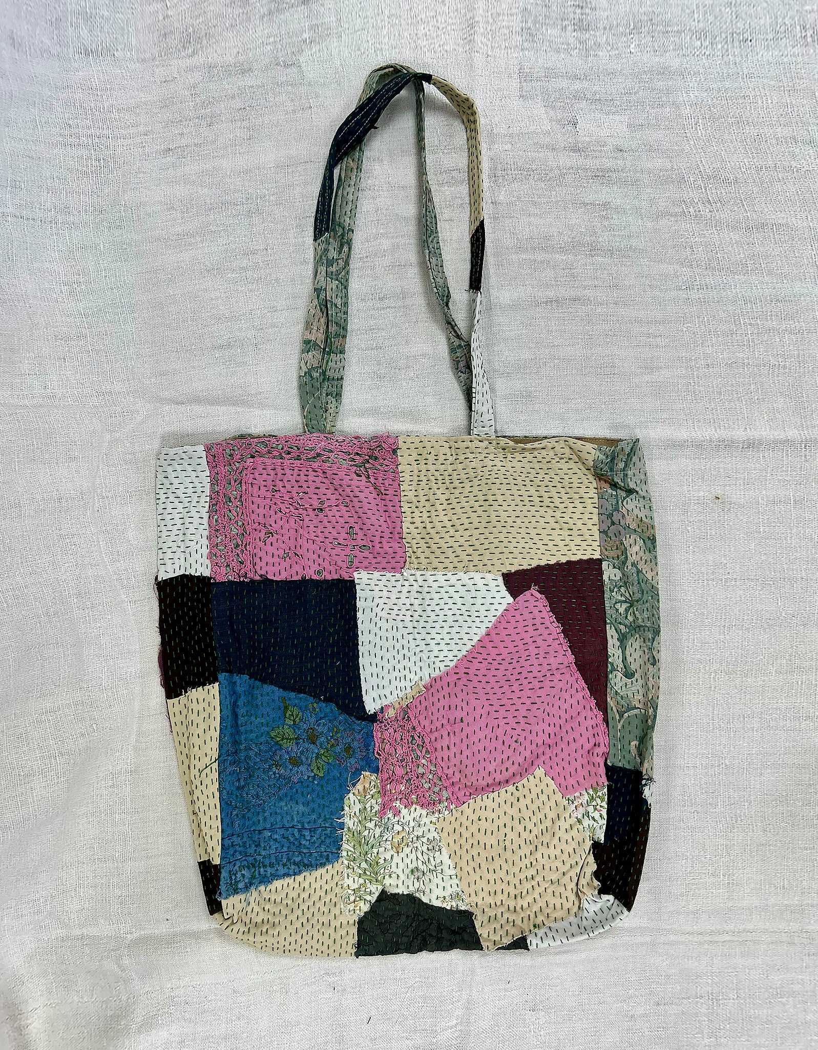 Vintage Cotton Patchwork Tote Bag