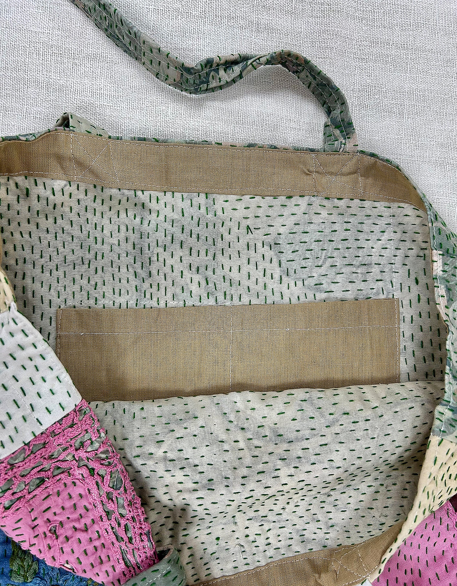 Vintage Cotton Patchwork Tote Bag